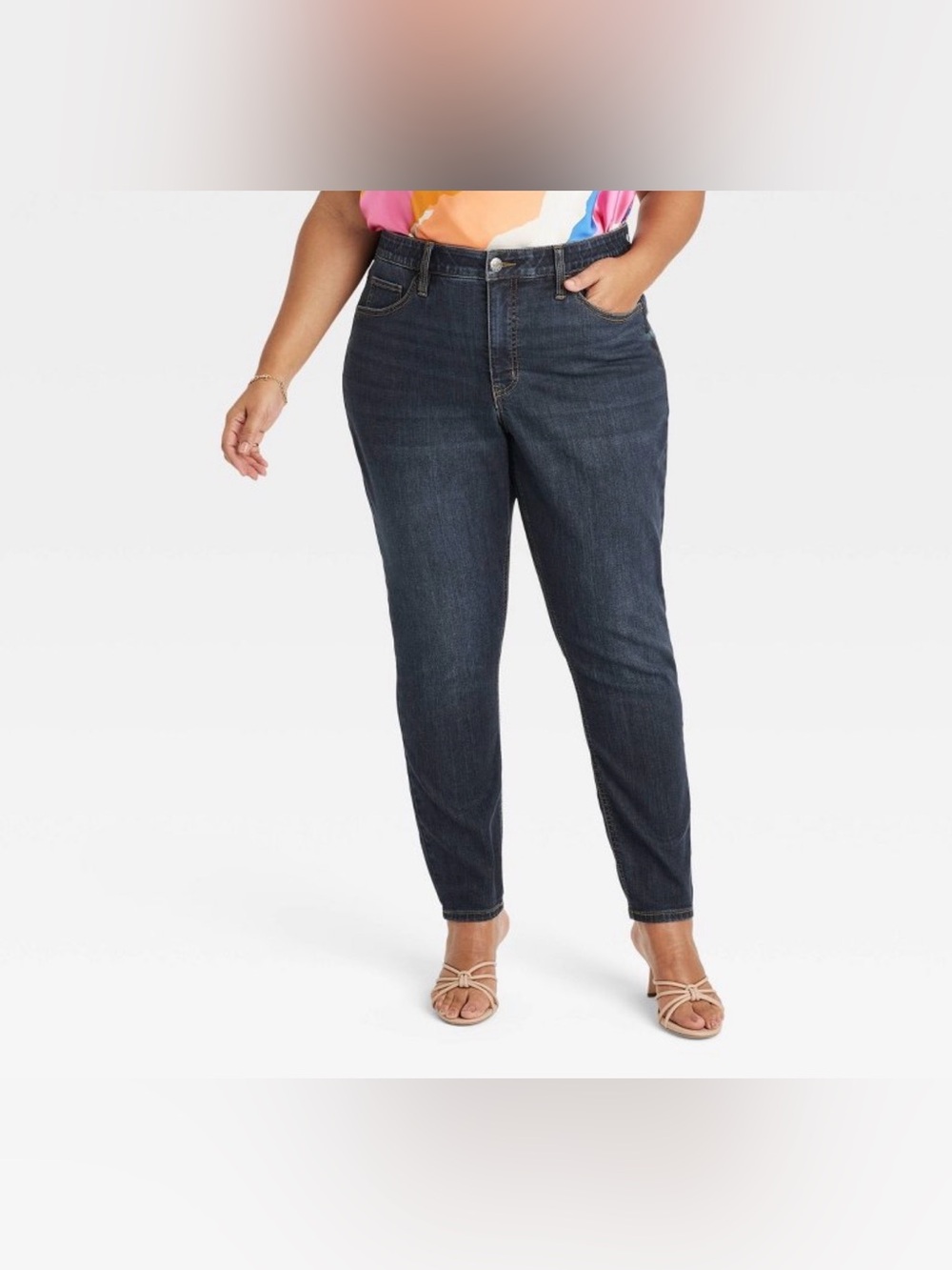 Ava and Viv Plus Dark Wash High-Rise Slim Jeans - 24